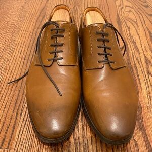 Brown Leather Oxford Shoes with Closed Lacing